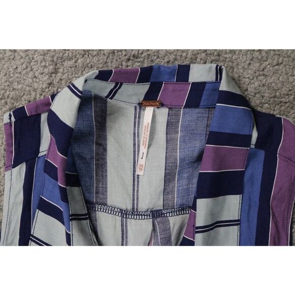 Free People Tops Womens XS Striped Mackenzie Wrap Purple Combo Sleeveless - Picture 5 of 9